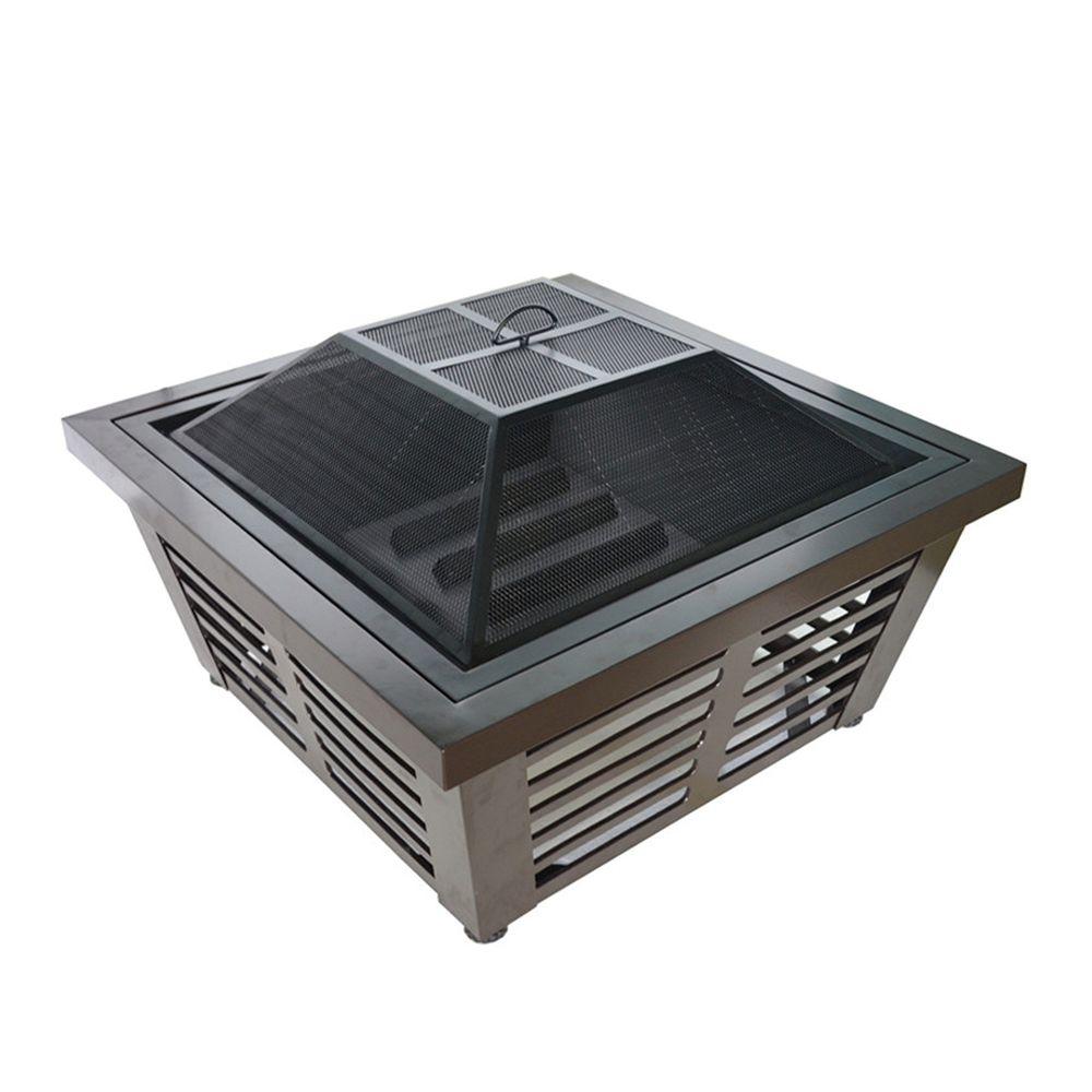 Pleasant Hearth Hudson 34 In X 23 In Square Steel Wood Fire Pit