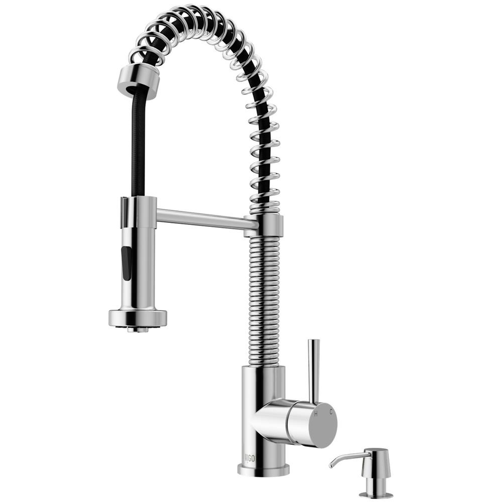 Vigo Edison Single Handle Pull Down Sprayer Kitchen Faucet With Soap Dispenser In Chrome