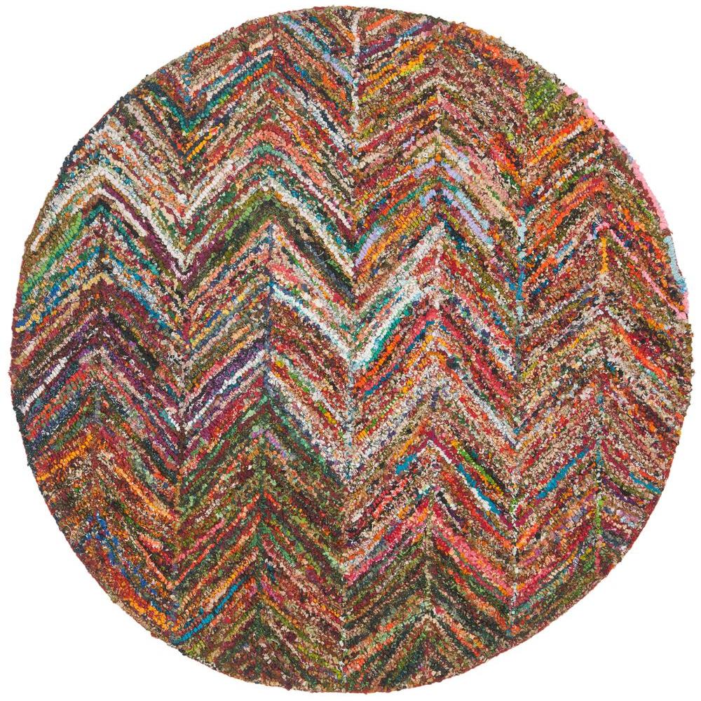 Safavieh Nantucket Red/Blue/Multi 8 ft. x 8 ft. Round Area RugNAN141B
