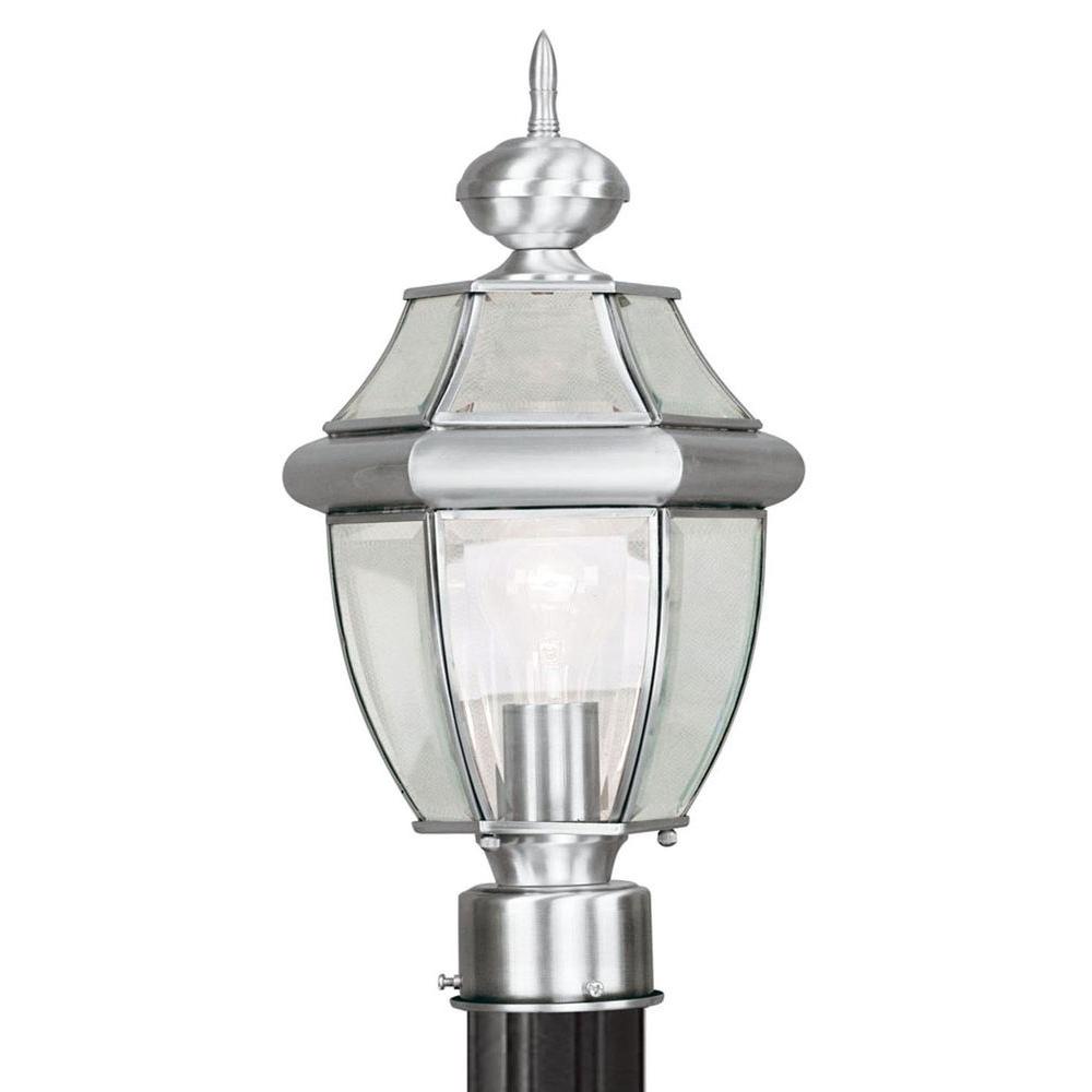 Brushed Nickel Post Lighting Outdoor The Home Depot Providence 1 Light Outdoor Brushed Nickel Incandescent Post Lantern