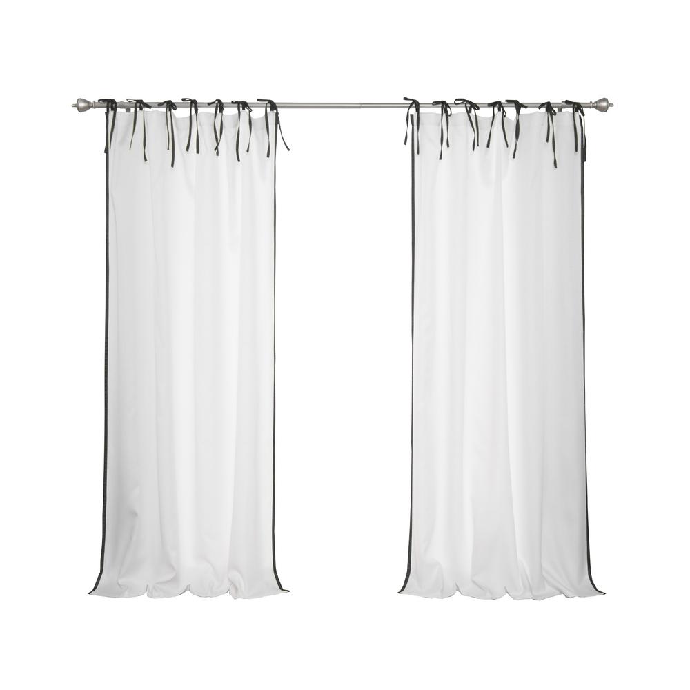 Best Home Fashion Oxford Outdoor 52 in. W x 84 in. L Tie Top Black