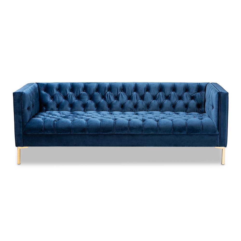 Baxton Studio Royal Blue and Gold Fabric Sofa1539259HD The
