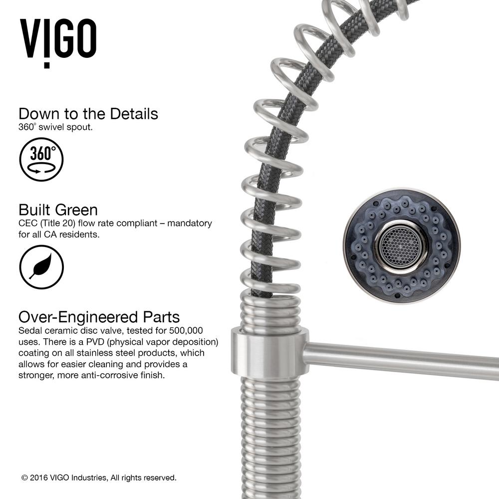 Vigo Edison Single Handle Pull Down Sprayer Kitchen Faucet In Stainless Steel Vg001st The Home Depot