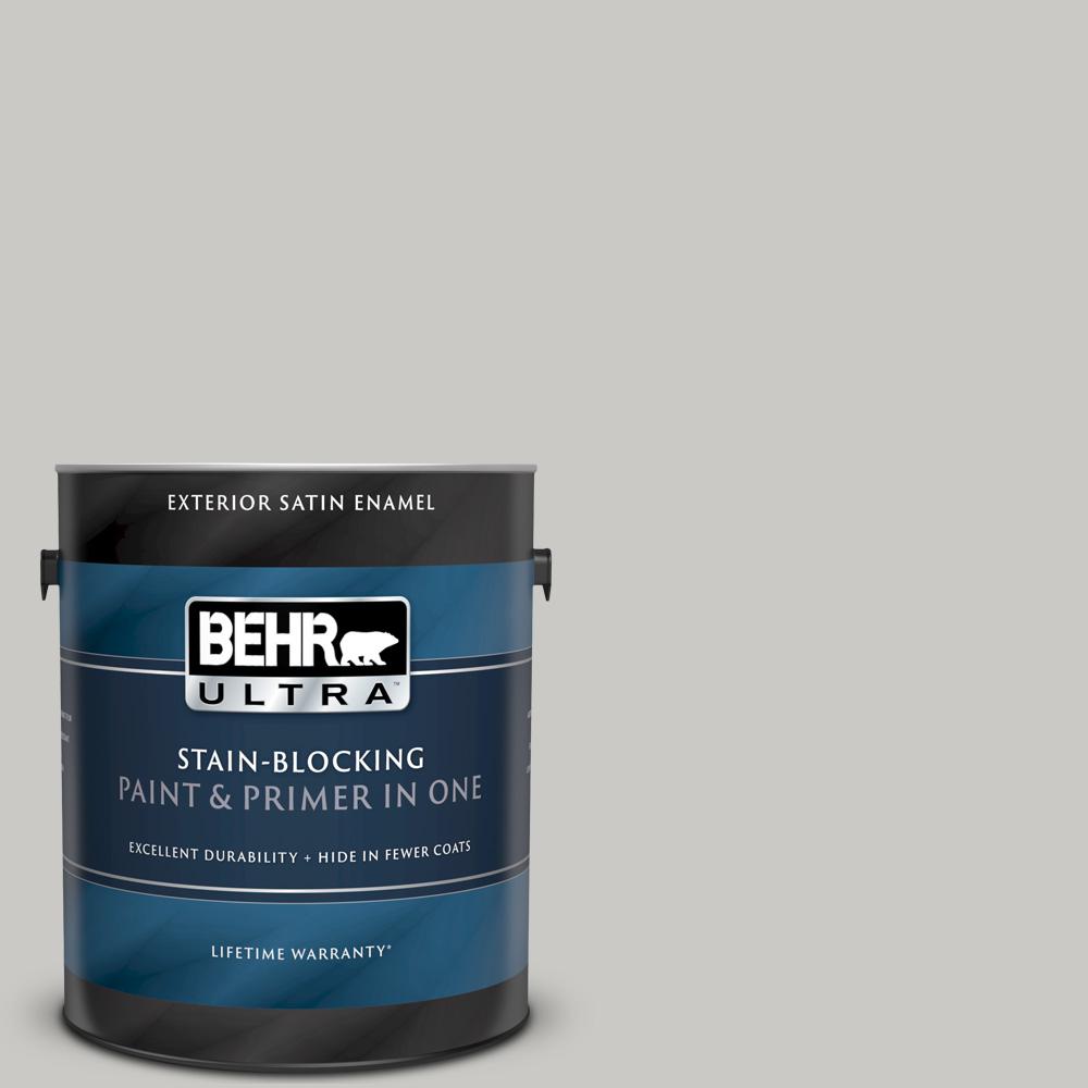 BEHR ULTRA 1 gal. 790E2 Gentle Rain Satin Enamel Exterior Paint and Primer in One985001 The