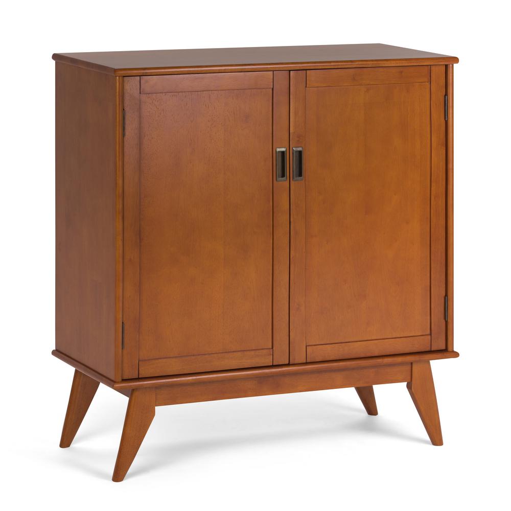 Simpli Home Draper Mid Century Teak Brown Medium Storage Cabinet