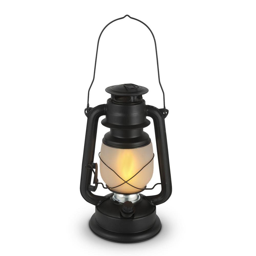 Gerson 11 In Black Fireglow Glass Hurricane Lantern