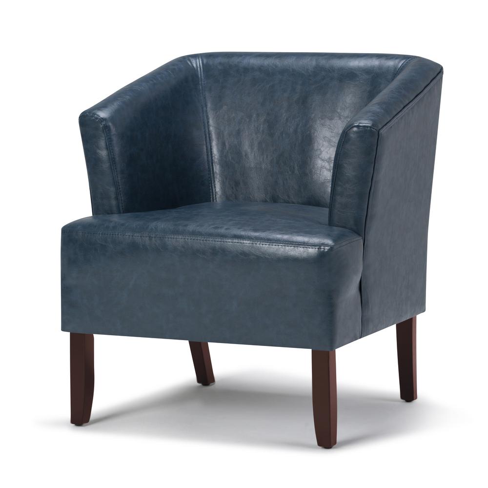 Simpli Home Longford Denim Blue Bonded Leather Arm Chair Axctub 005 Simpli Home Longford Denim Blue Bonded Leather Arm Chair
