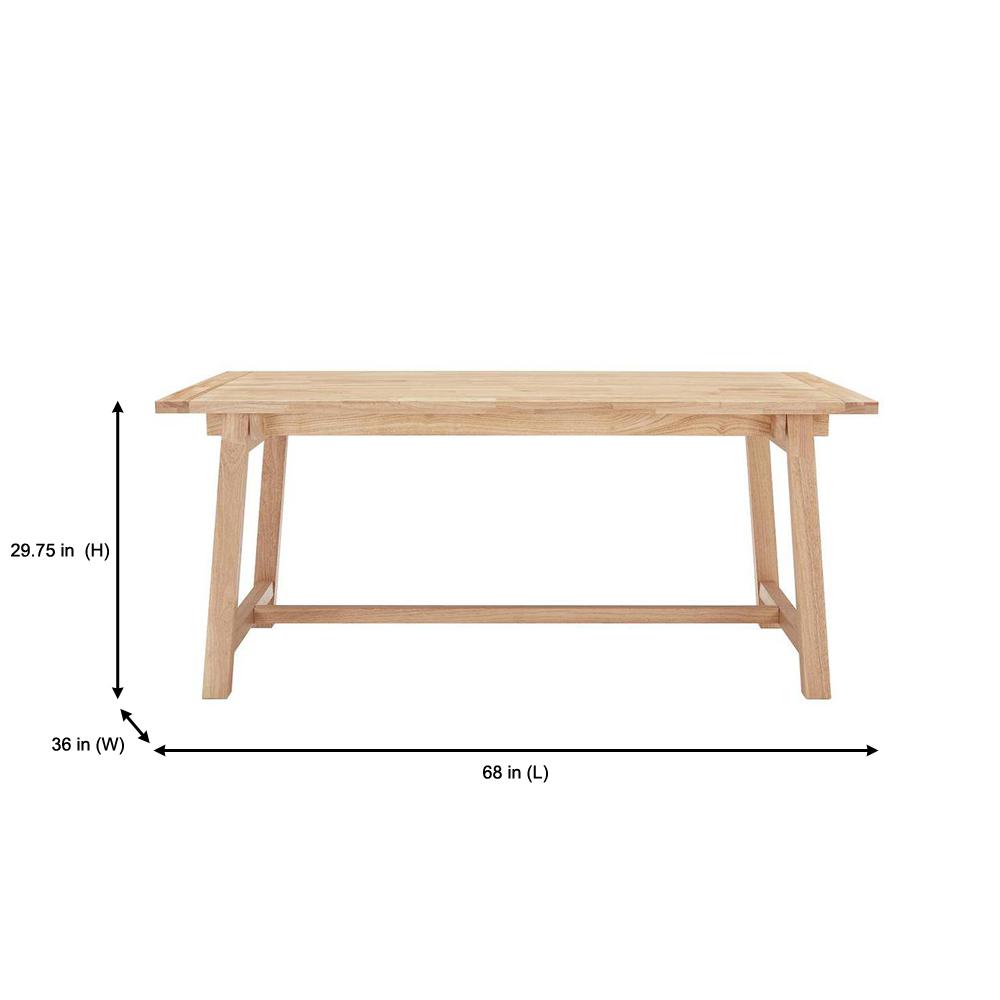 Stylewell Unfinished Wood Rectangular Trestle Table For 6 68 In L X 29 75 H