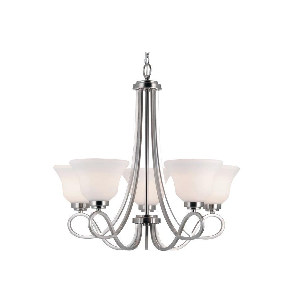 Bel Air Lighting Stewart 5 Light Brushed Nickel Chandelier With Bel Air Lighting Stewart 5 Light Brushed Nickel Chandelier With Frosted Shades