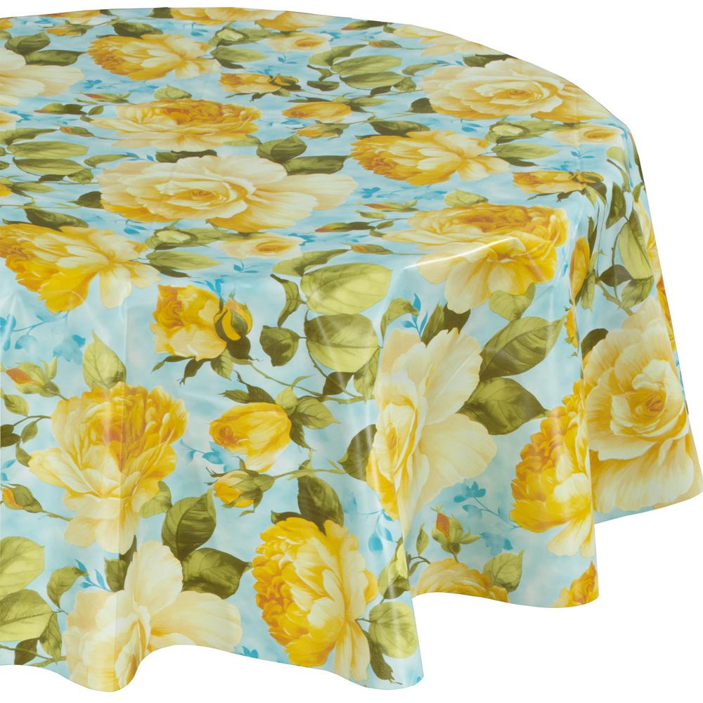 Ottomanson 55 In Yellow Round Indoor And Outdoor Sunflower Design Yellow Round Indoor And Outdoor Sunflower Design Table Cloth For Dining
