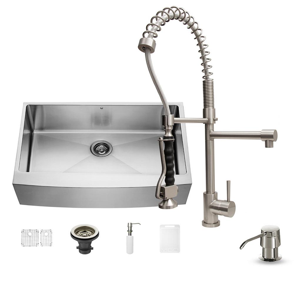 VIGO AllinOne Farmhouse Apron Front Stainless Steel 36 in. Single