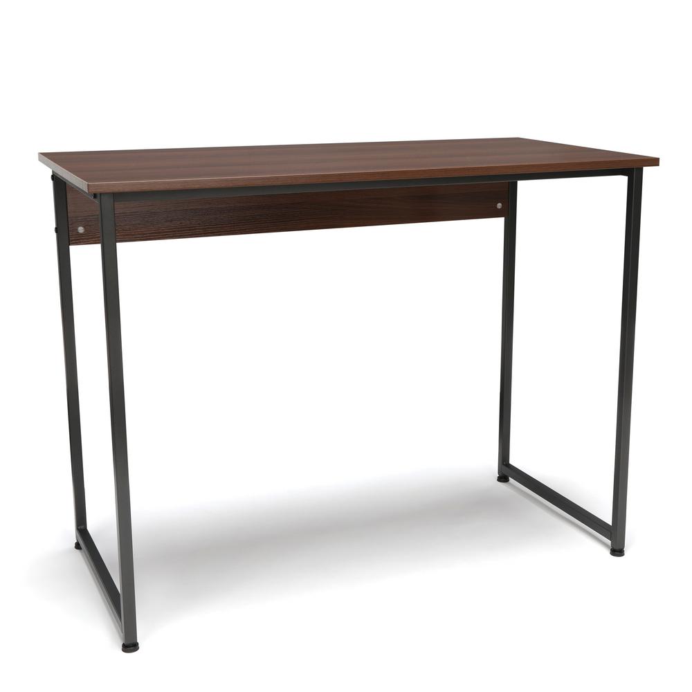 Ofm Walnut With Gray Frame Computer Desk Essentials Collection