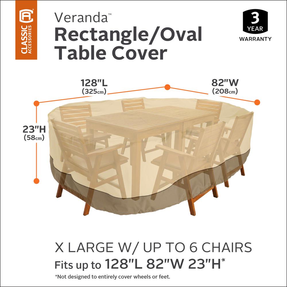 Classic Accessories Veranda X Large Rectangular Patio Table And Chair Set Cover 70942 The Home Depot