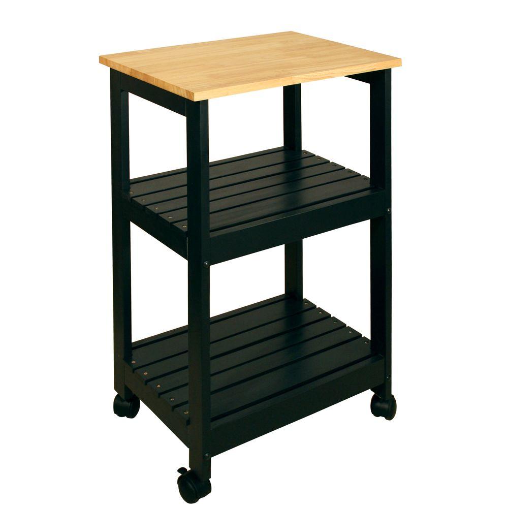 Catskill Craftsmen Black Kitchen Cart With Shelf 81516 The