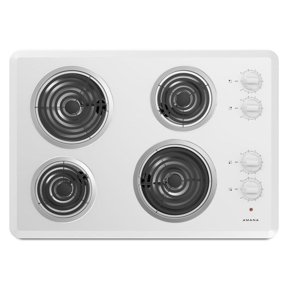 Amana 30 in. Coil Electric Cooktop in White with 4 Elements Shop Your