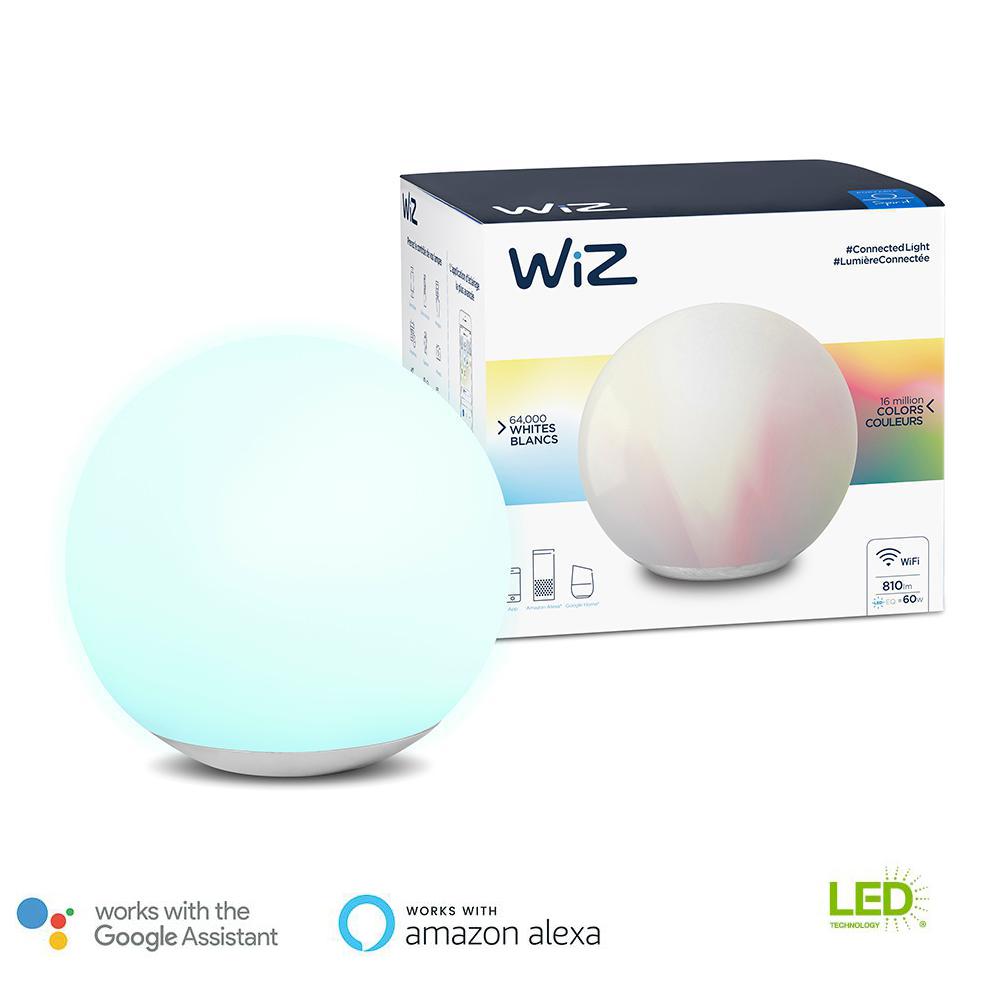 Wiz Spirit 7 5 In Frosted Glass Globe Color And Tunable White Wi Fi Connected Smart Led Table Lamp