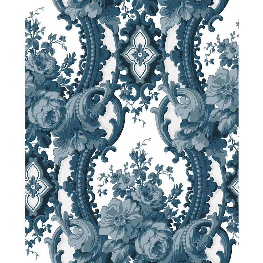 Chesapeake Astor Turquoise Damask Paper Strippable Roll Wallpaper