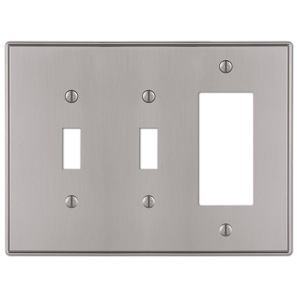 Hampton Bay Ansley Cast 2-Toggle and 1-Decora Wall Plate, Brushed ...