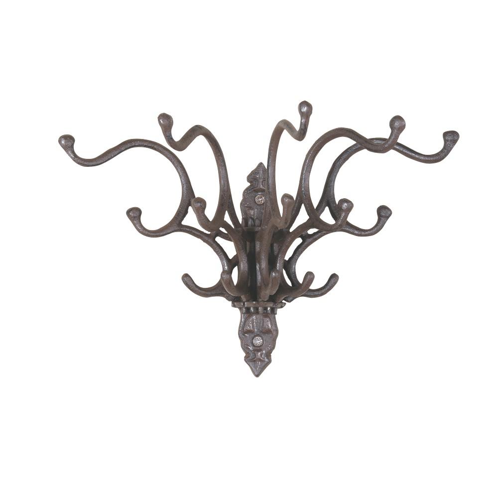 Antique Cast Iron Wall Hooks in Rust Finish