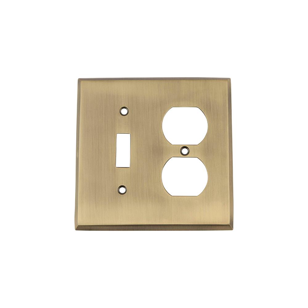 Nostalgic Warehouse New York Switch Plate with Toggle and Outlet in Antique... by Nostalgic Warehouse