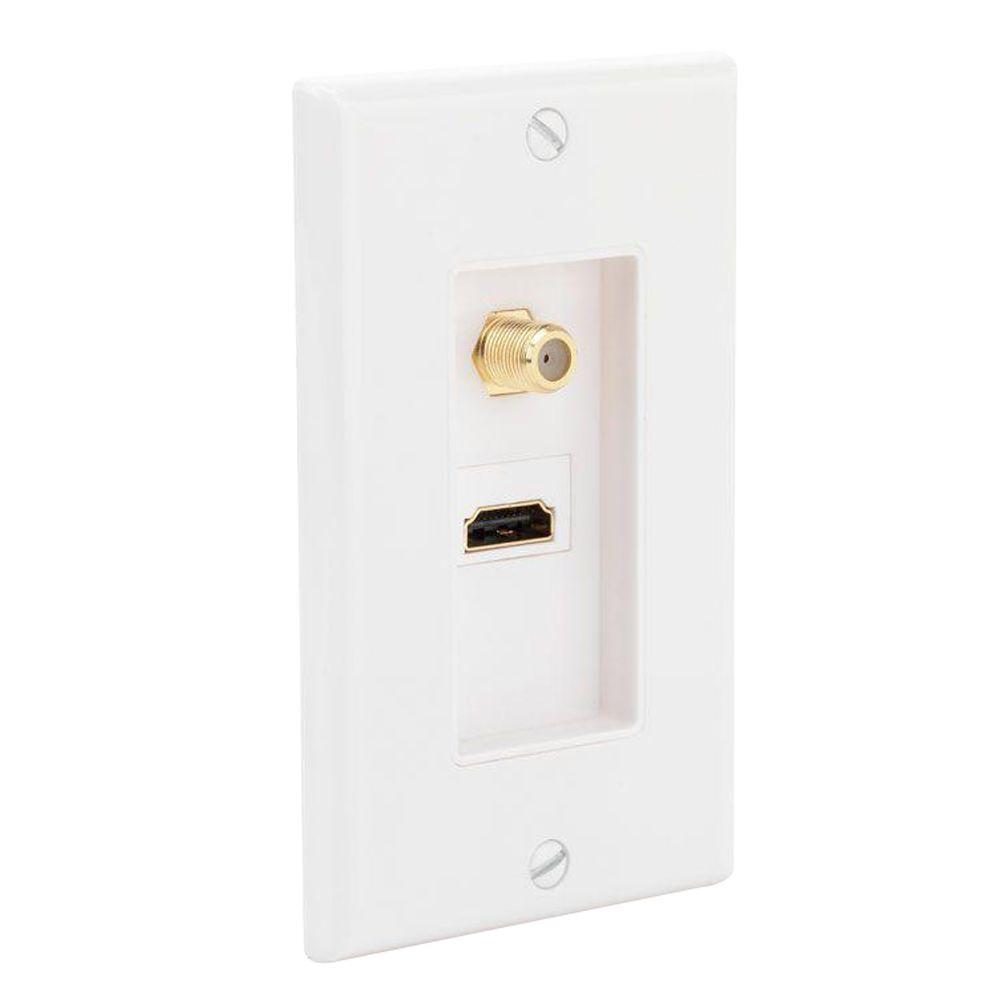 Commercial Electric 2-Gang HDMI and Coaxial Wall Plate, White by Commercial Electric