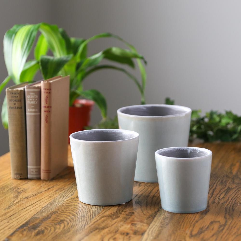 Storage Bin Plant Pots Planters The Home Depot Utc Gloss Finish Blue Ceramic Decorative Pot