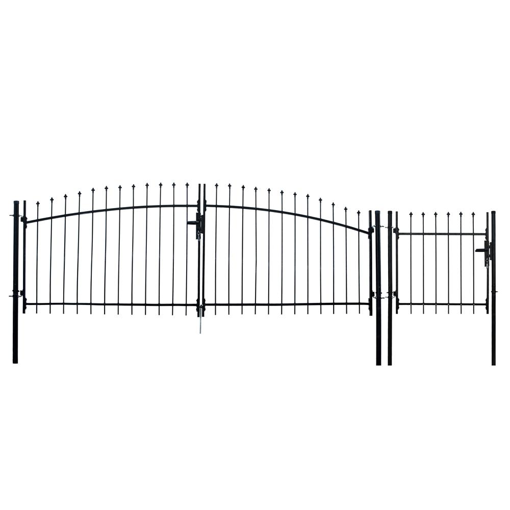 Garden Gate Heavy Duty Steel Double Door Fence Gate with Spear Top Driveway Security Gate for Residential Entryway Yard Patio 157.5 X 68.9