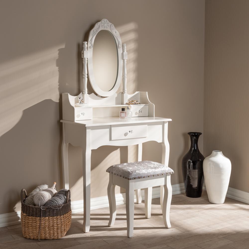 Baxton Studio Veronique 2 Piece White Bedroom Vanity Set 151