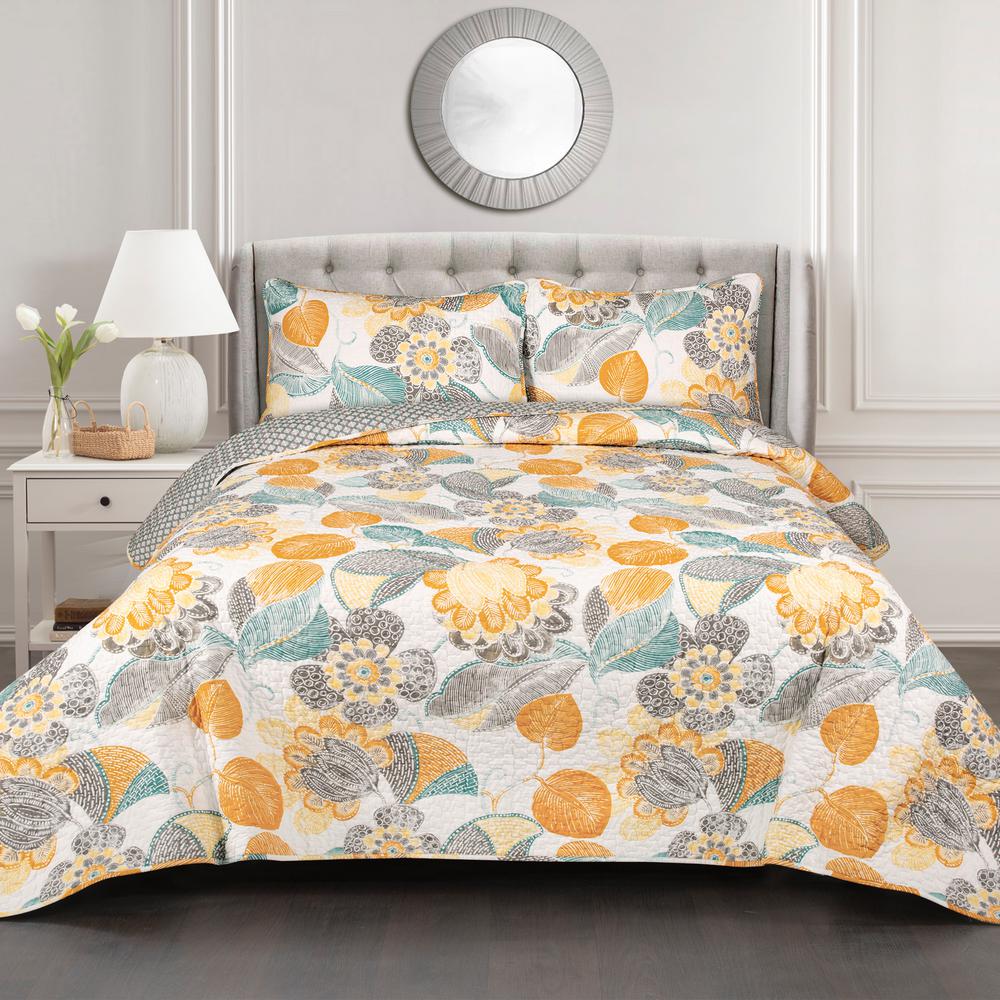yellow quilted bedspread