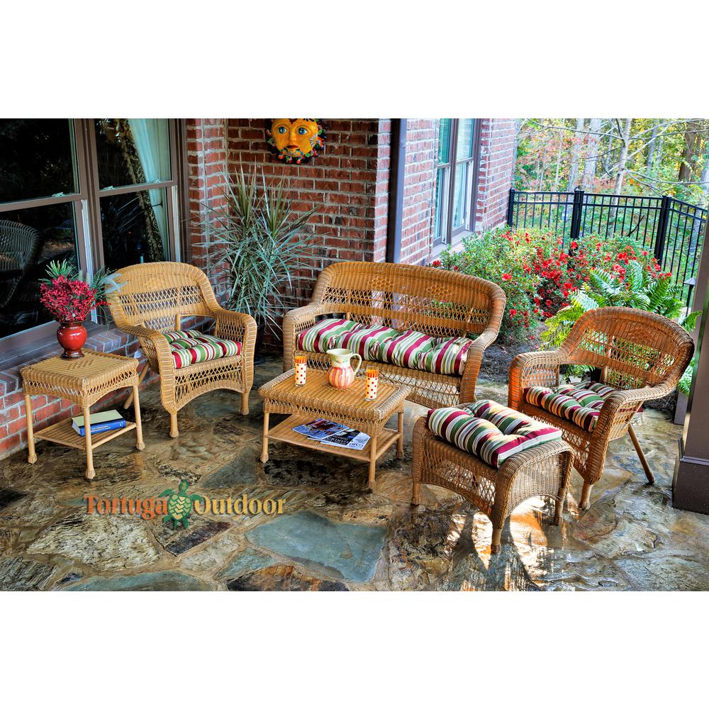 Tortuga Outdoor Portside Amber 6Piece Wicker Patio Seating Set with Eastbay Pompeii Cushions