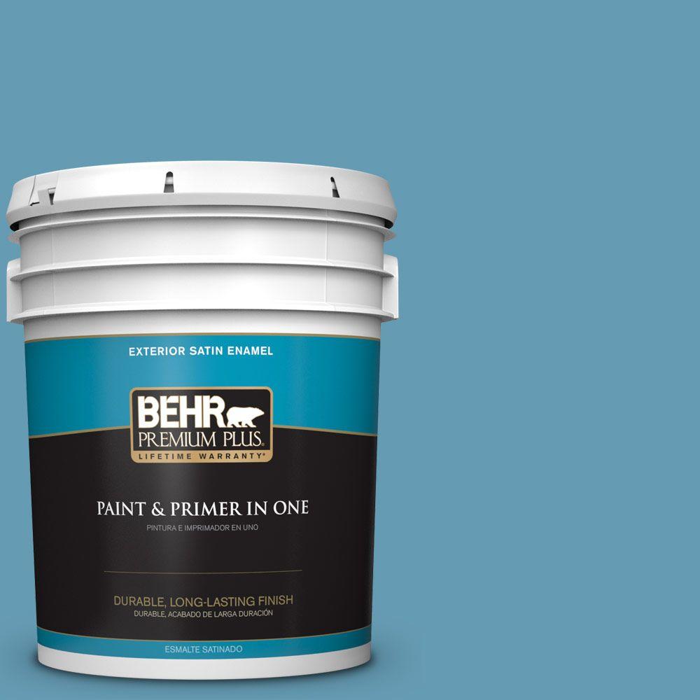 BEHR Premium Plus 5gal. S4904 Yacht Blue Satin Enamel Exterior Paint