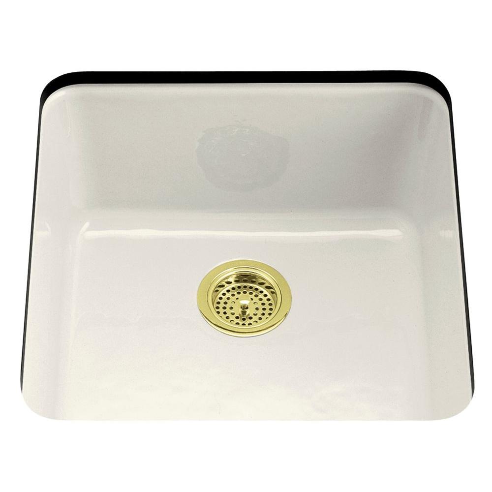 Kohler Iron Tones Drop In Undermount Cast Iron 21 In Single Bowl Kitchen Sink In Biscuit