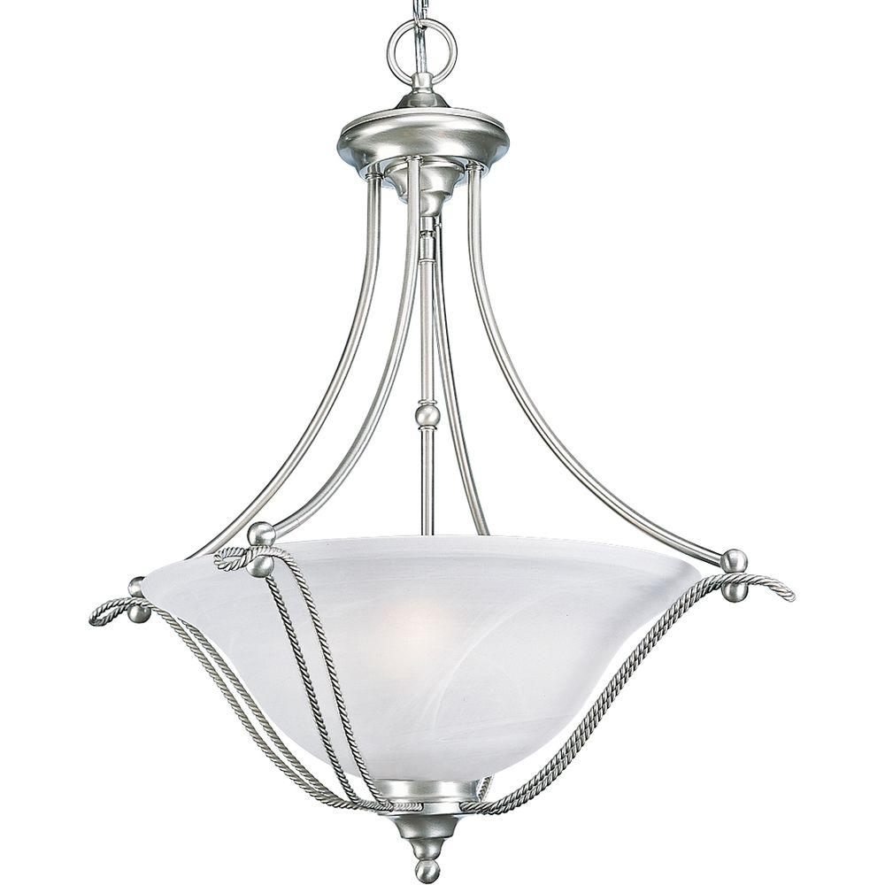 Progress Lighting Avalon 3 Light Brushed Nickel Foyer Pendant With 3 Light Brushed Nickel Foyer Pendant