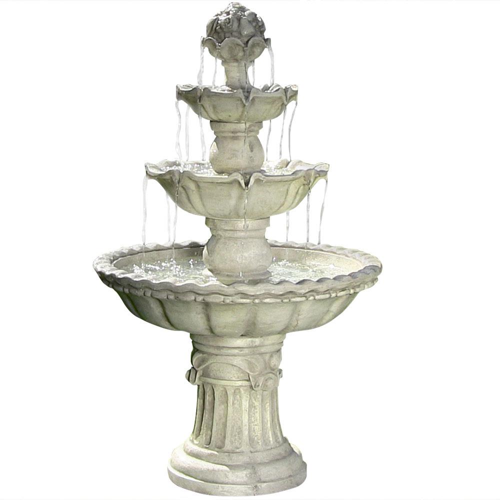 Sunnydaze Decor 52 In 4 Tier White Water Fountain With Fruit Top