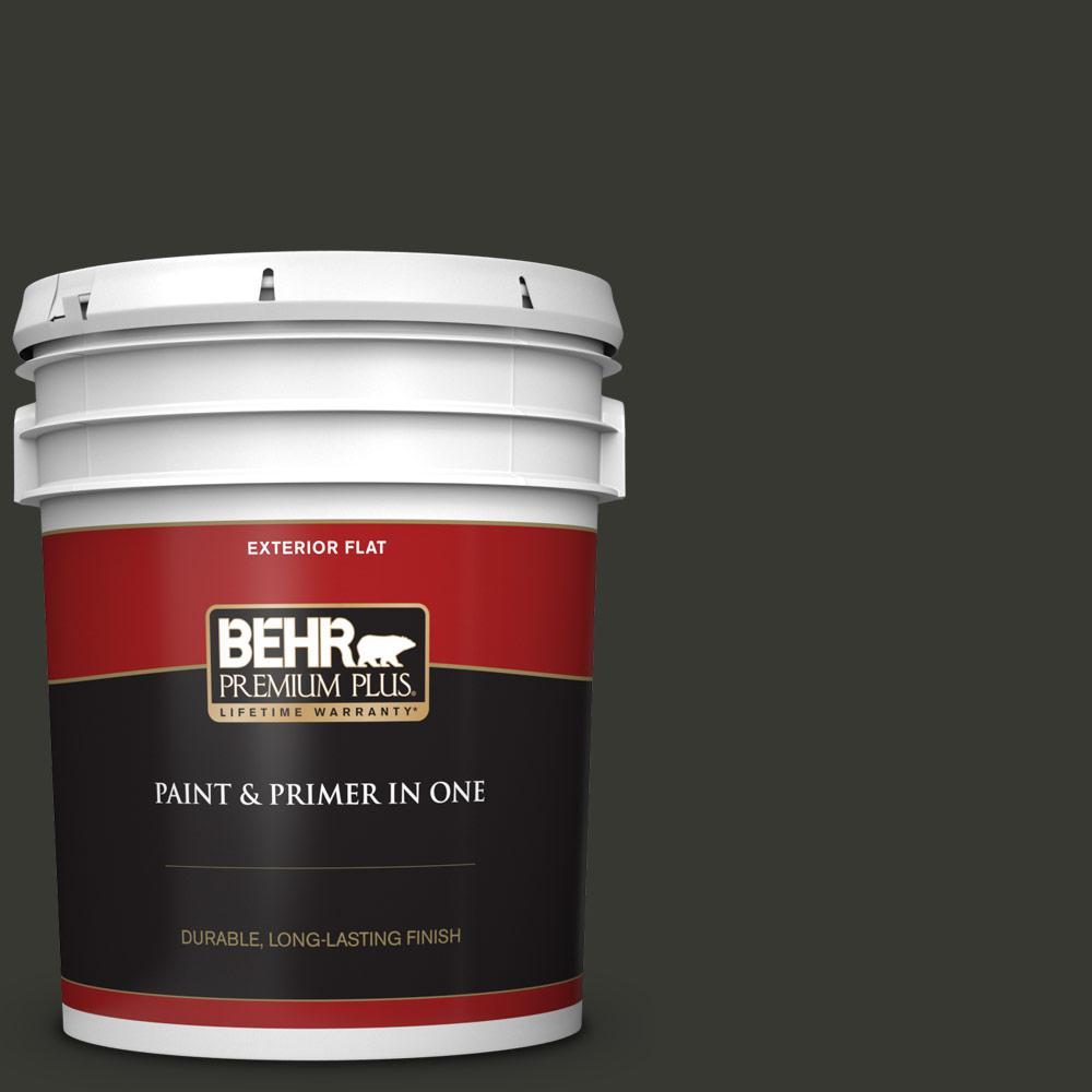 5 gal. #N520-7 Carbon Flat Exterior Paint and Primer in One