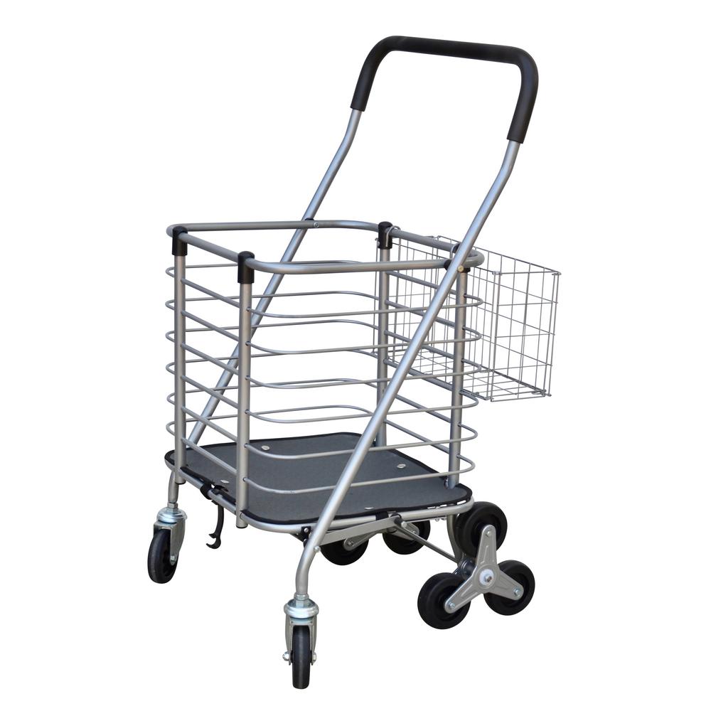 Milwaukee 3-Wheel Steel Easy Climb Shopping Cart Design with Accessory