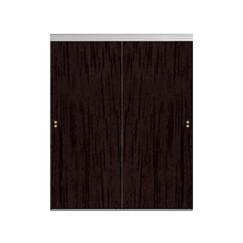 Impact Plus 60 In X 84 Smooth Flush Espresso Solid Core Mdf Interior Closet Sliding Door With Chrome Trim