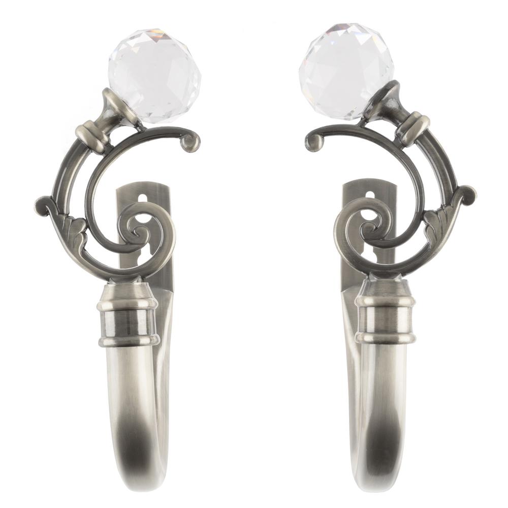 Lavish Home Crystal Ball Holdback Pair In Pewter 63 17019a P The