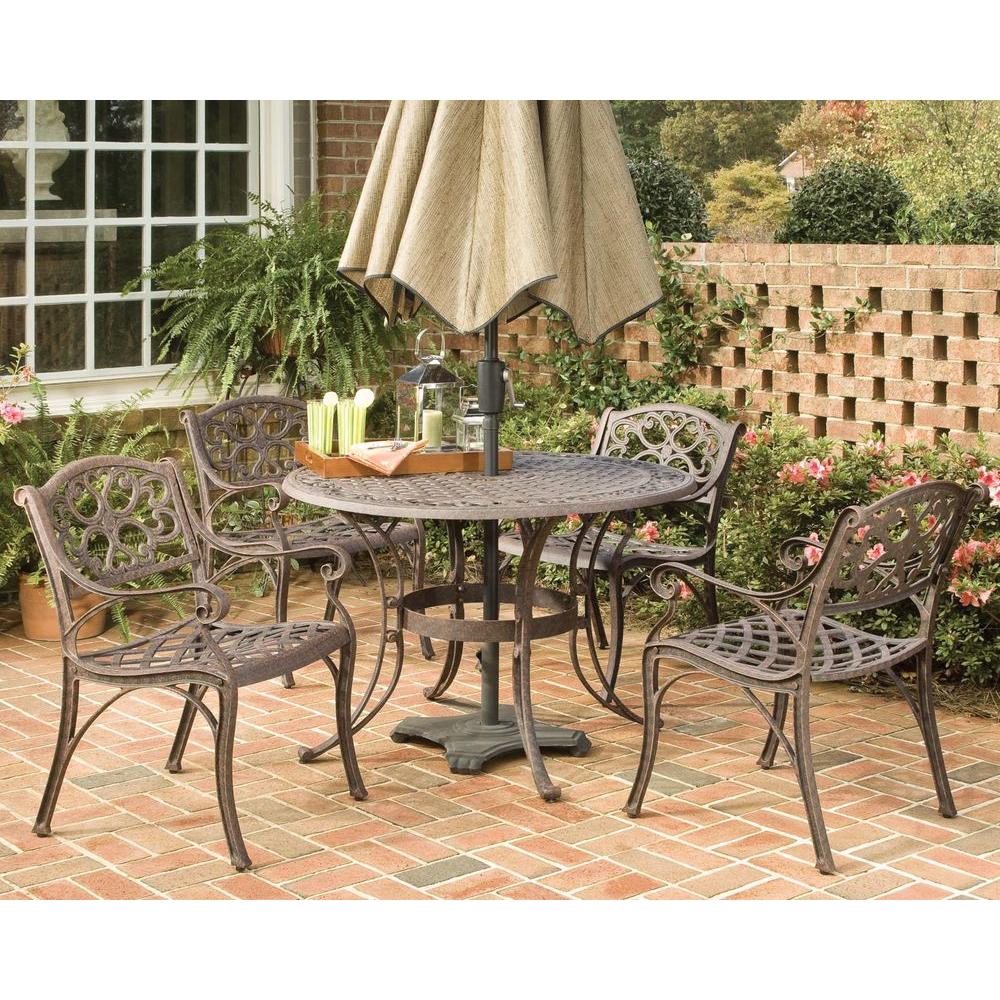 Homestyles Biscayne 48 In Bronze 5 Piece Round Patio Dining Set