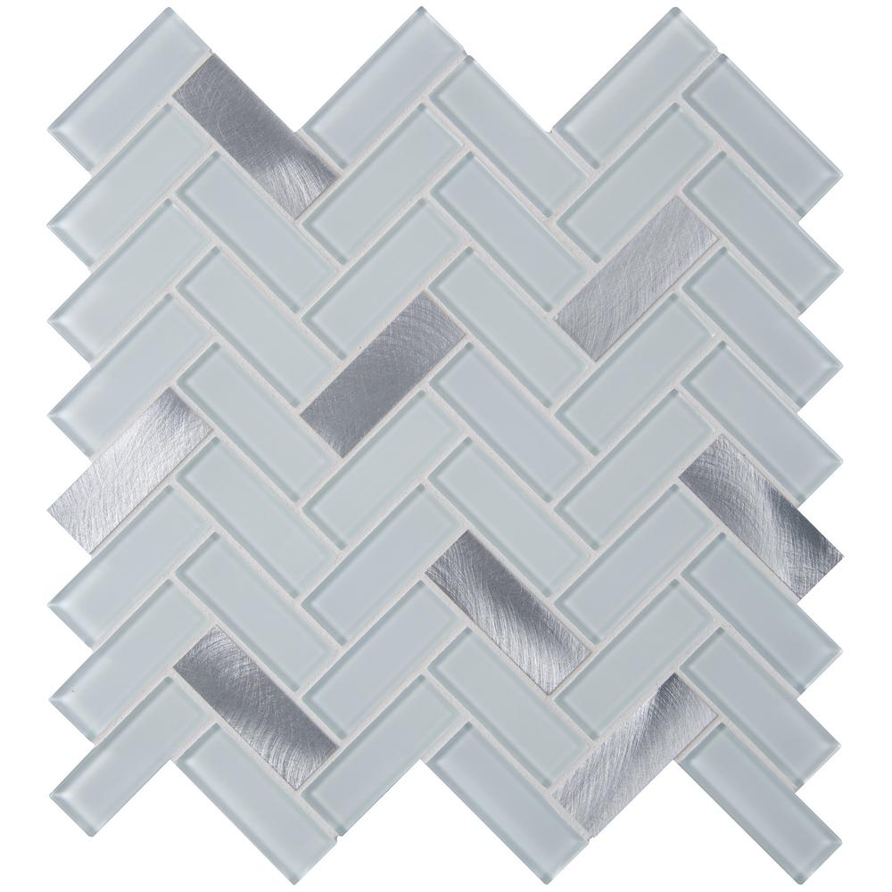 Herringbone White Tile Flooring The Home Depot