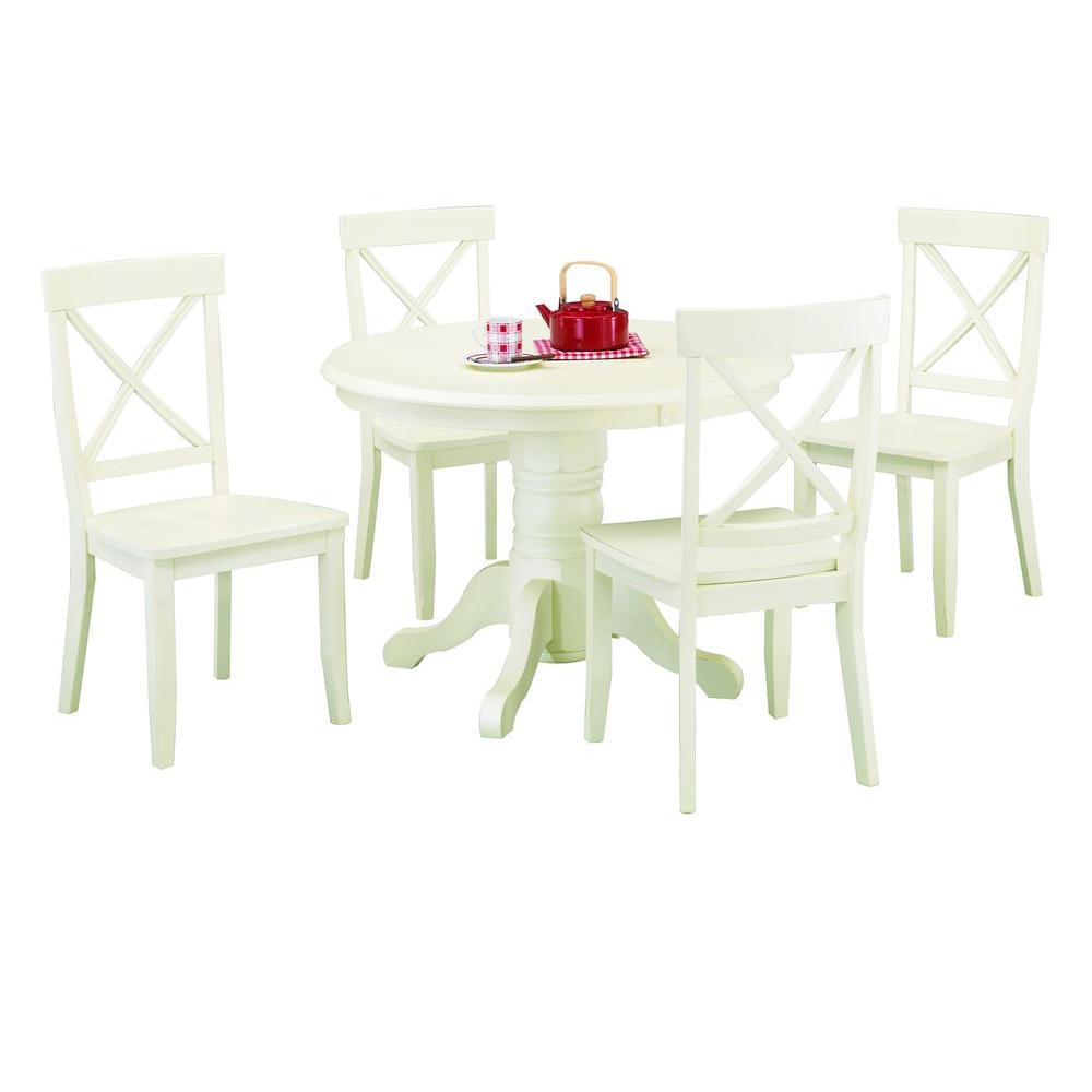 Homestyles 5 Piece Antique White Dining Set 5177 318 The Home Depot Antique White Dining Set 5177 318