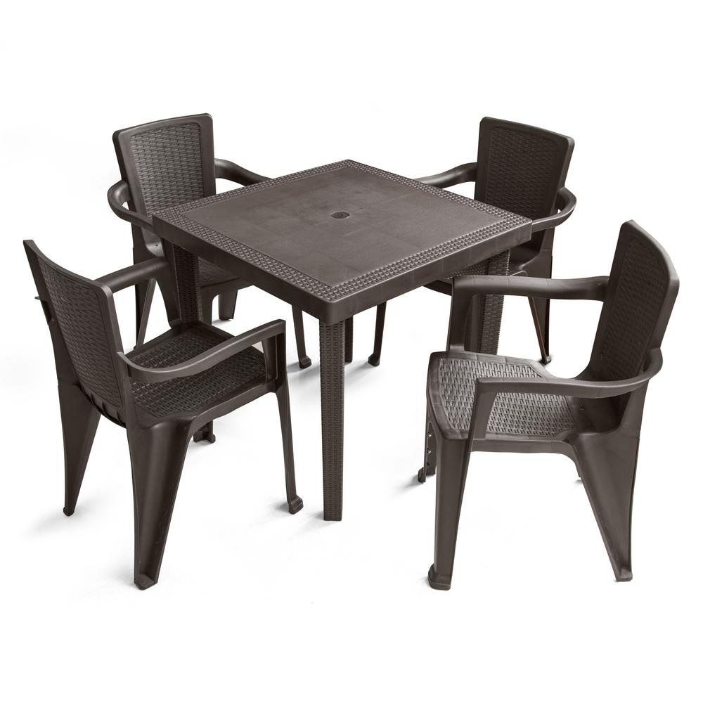 Mq 5 Piece Plastic Resin Outdoor, Plastic Table And Chair Patio Set