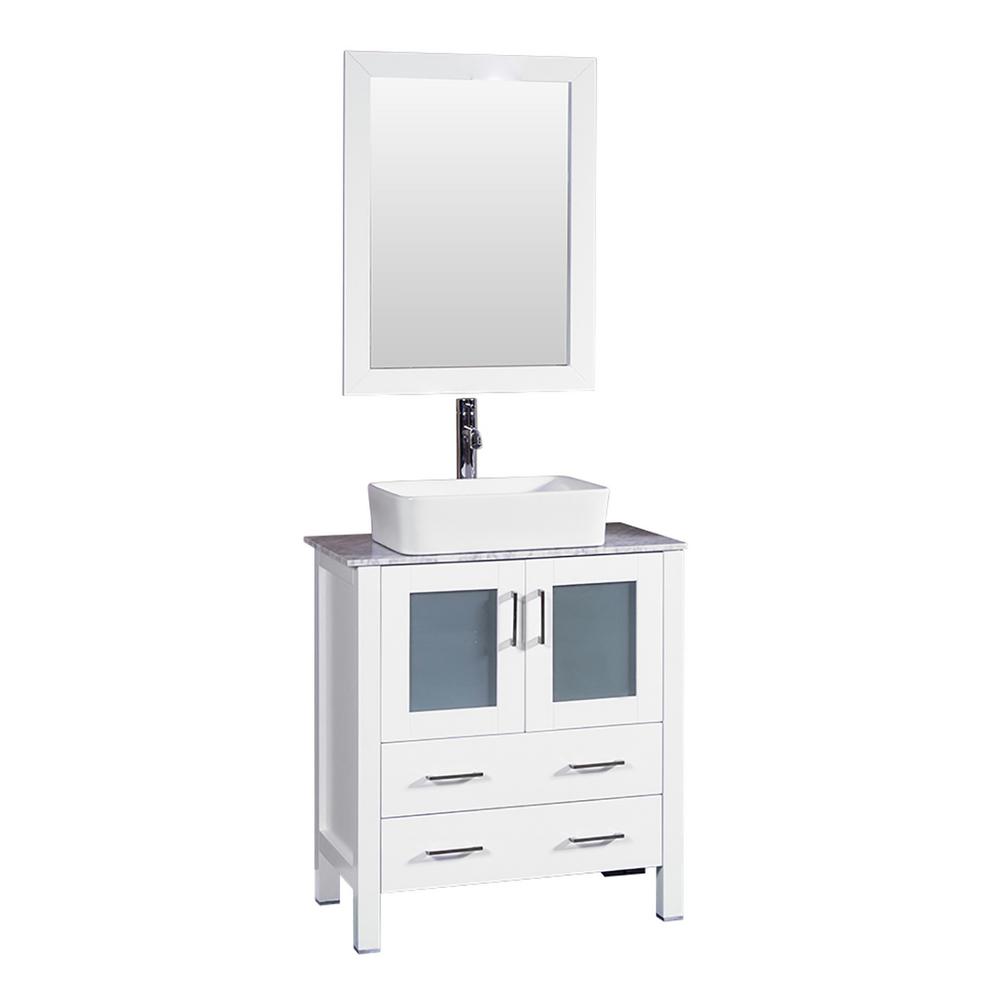 Glacier Bay Ventura 30.5 in. W Bath Vanity in Java with Cultured Marble Vanity Top in White with