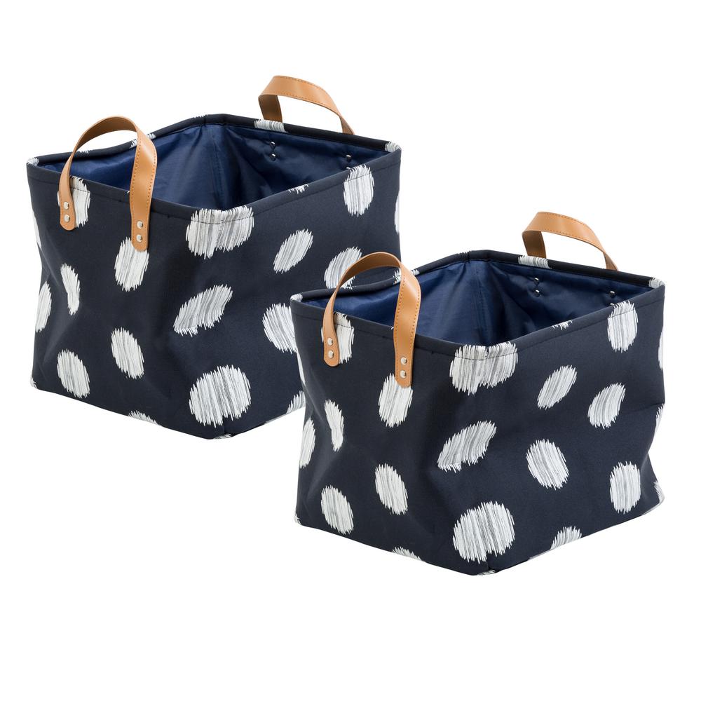 Honey-Can-Do Coastal Collection 13 inch x 11 inch Navy and Grey Canvas Basket... by Honey-Can-Do