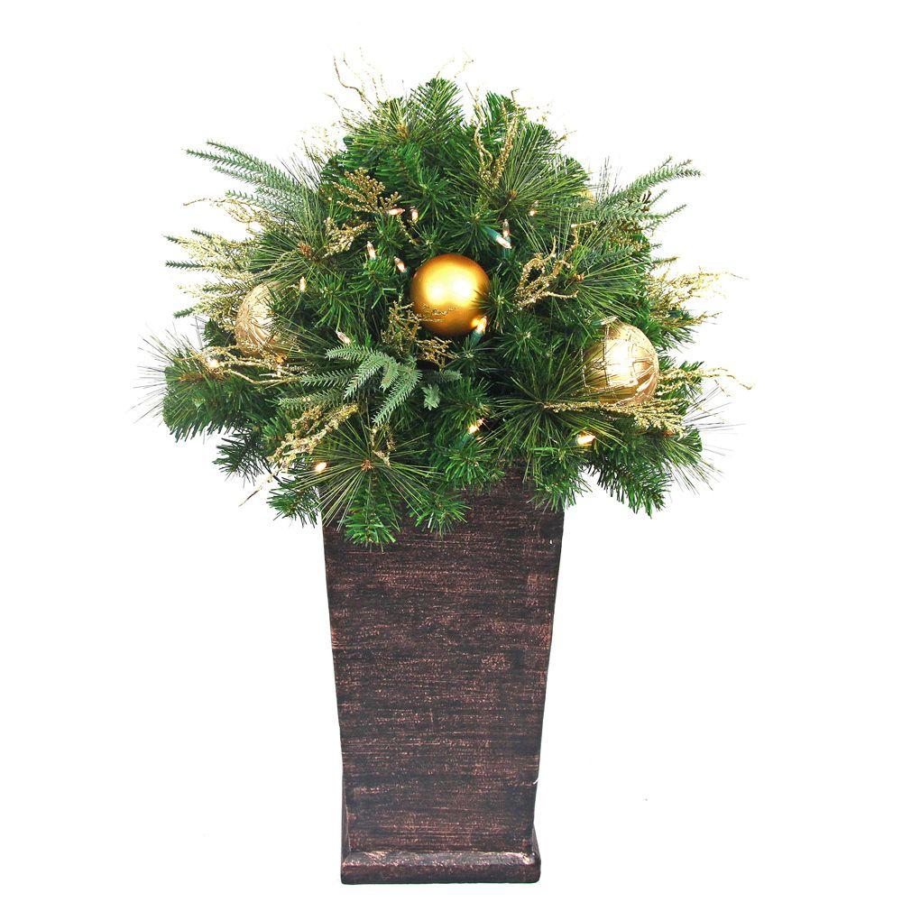 Home Accents Holiday 36 in. Valenzia Artificial Topiary with Resin Pot ...