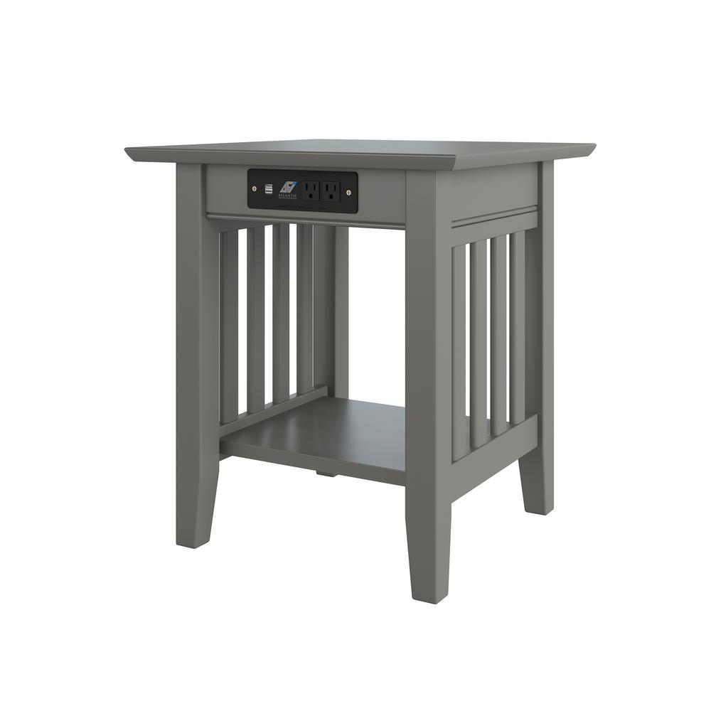 Atlantic Furniture Mission Grey Chair Side Table with Charging StationAH13219 The Home Depot