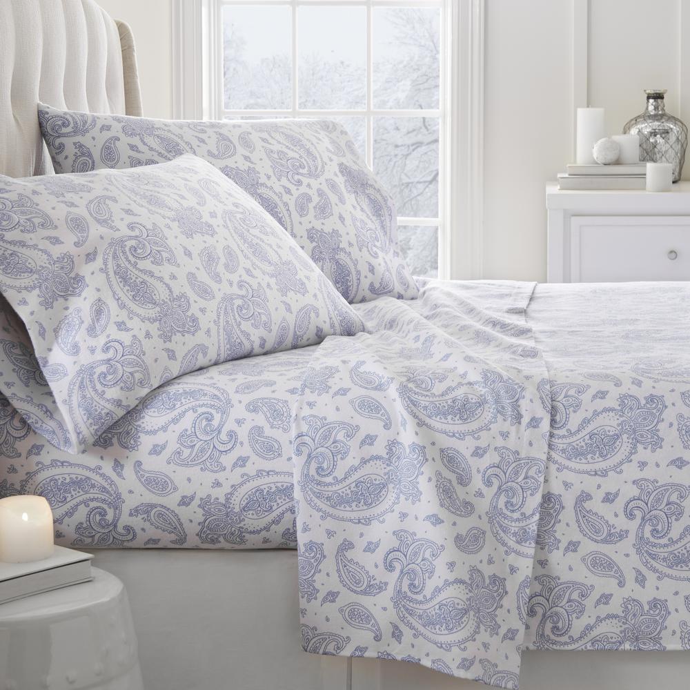 Becky Cameron Paisley Flannel Light Blue California King 4 Piece Bed Becky Cameron Paisley Flannel Light Blue California King 4 Piece Bed Sheet Set