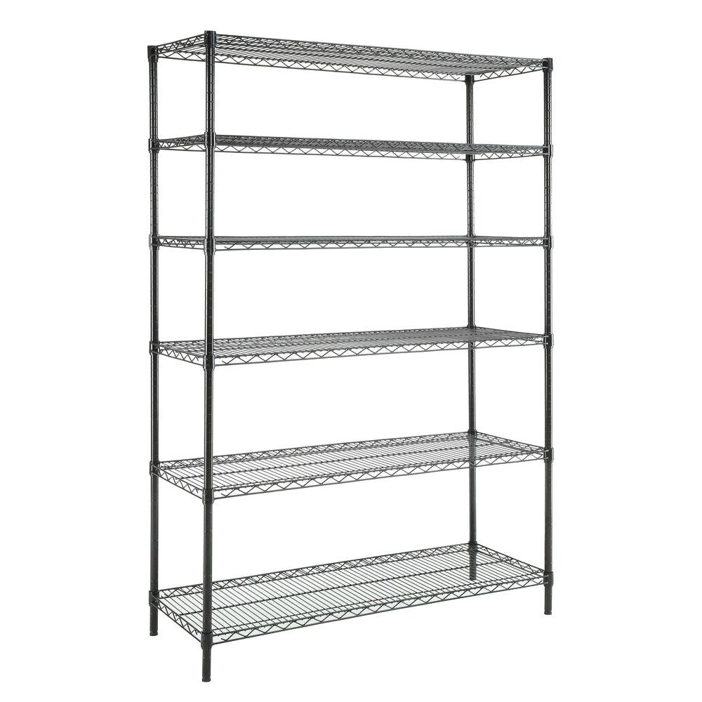 HDX 6Tier 48 in. x 18 in. x 72 in. Wire Shelving Unit in Black