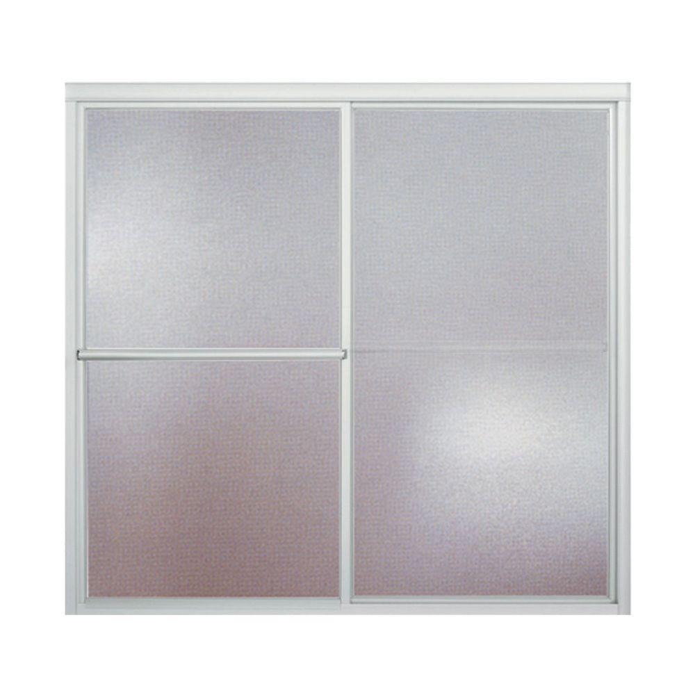 Sterling Deluxe 57 3 4 In X 56 1 4 In Framed Sliding Tub Door In Silver With Handle