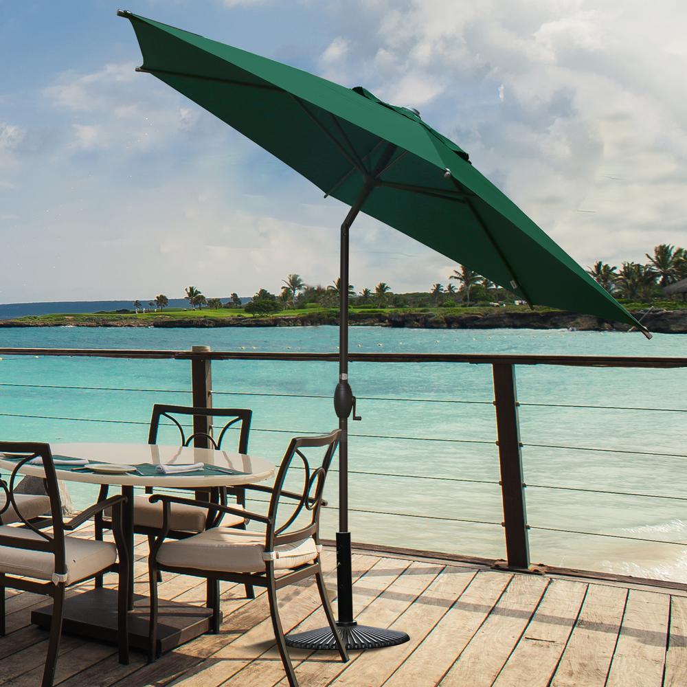 Abba Patio 9 Ft Market Outdoor Patio Umbrella With Push Button Tilt And Crank In Dark Green Ap9386ctdg The Home Depot